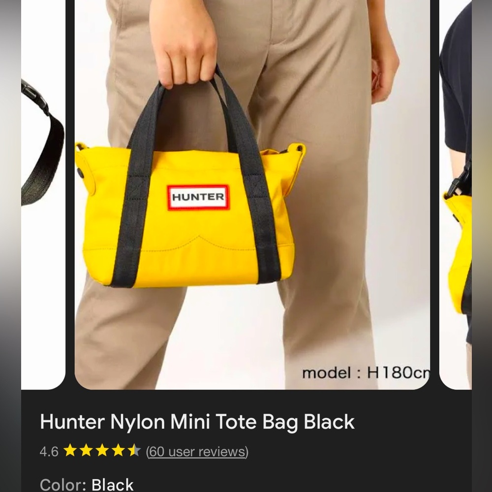 Hunter nylon top handle yellow mini tote bag handbag crossbody